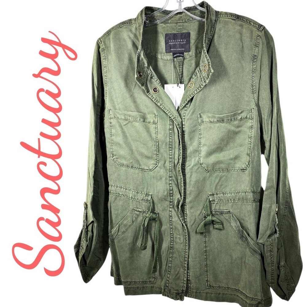 Sanctuary Safari Jacket Olive Green Lyocell Utility Minimalist Cabincore, Medium - Picture 11 of 14